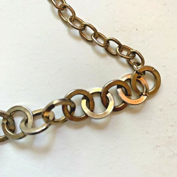 RJ Graziano Gold & White Disco Ball Chainlink Statement Necklace Signed - Picture 8 of 8